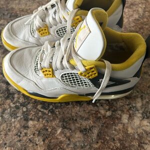 Jordan White and Yellow Retro 4 mid lightning Sneakers